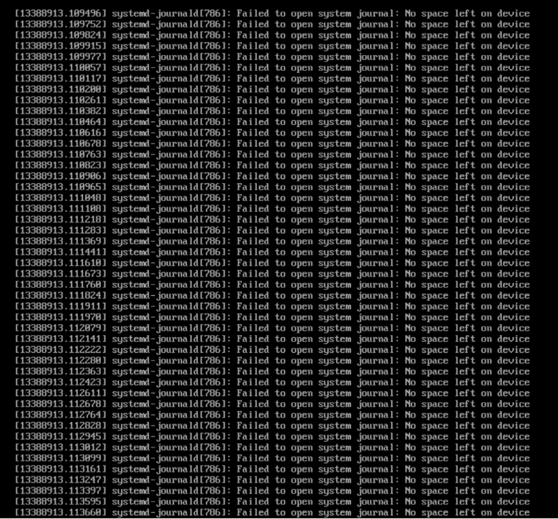 systemd-journald spamming "No space left on device"