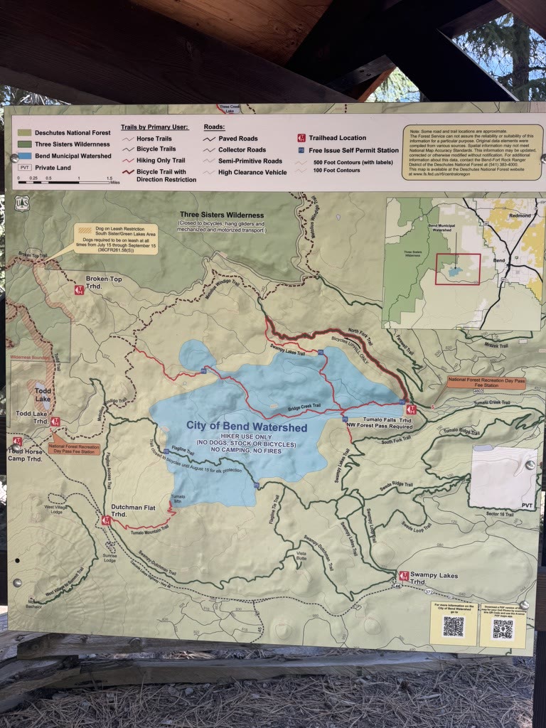 Map of the Three Sisters Wilderness, showing the volcanic peaks where Bend's water originates