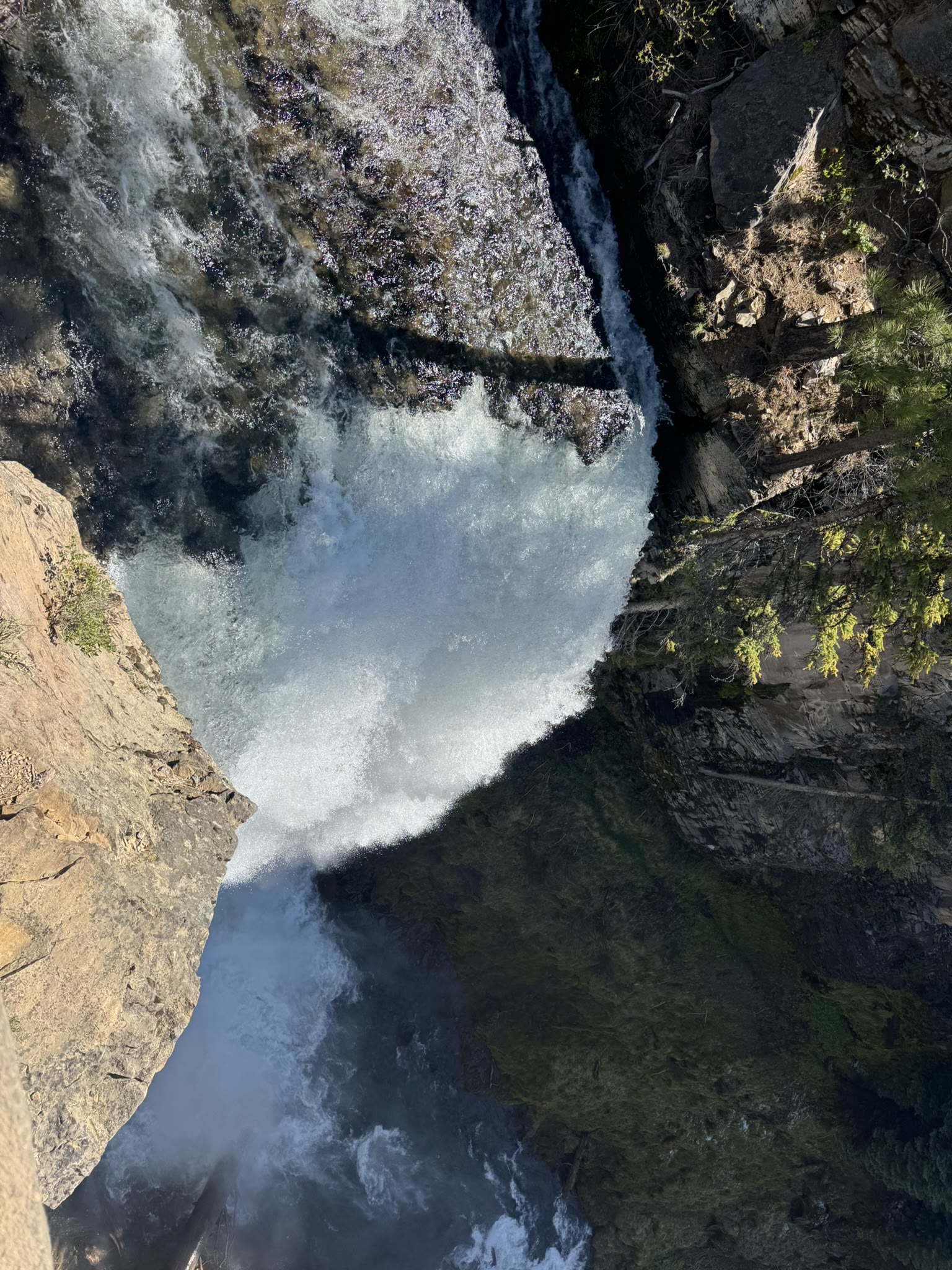 Overhead view straight down into the heart of Tumalo Falls